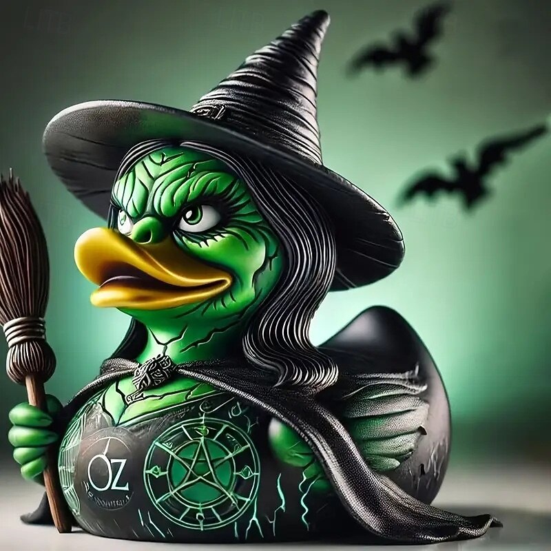 Halloween Dark Wizard Duck Figurine Resin Duck Statue Horror Gothic Werewolf Mutant Duck Party Decor, Spooky Resin Craft for Tabletop, Shelf, or Halloween Display4