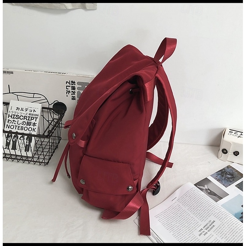 Unisex Canvas Backpack for Couples – Korean Style Casual Travel School Bag with Drawstring and Buckle Flap for Men and Women2