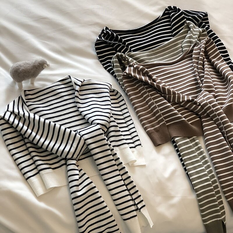 Women's Women's Shawls & Wraps Street Daily Date Black White Brown Scarf Stripe