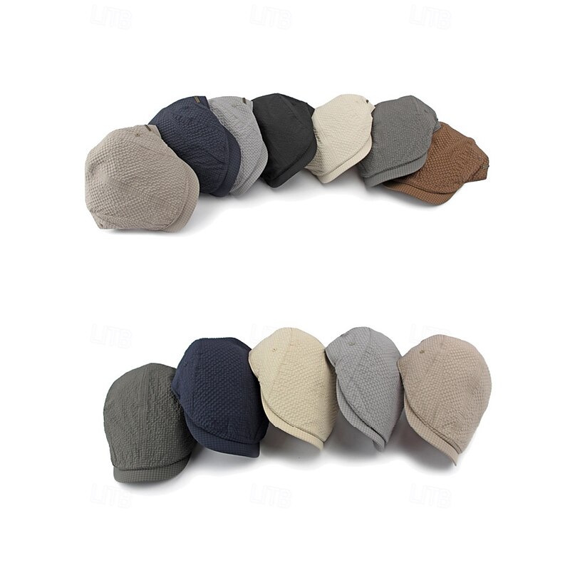 Men's Lightweight Checkered Polyester Ivy Cap – Breathable Adjustable Flat Cap for Casual Summer and Outdoor Activities4