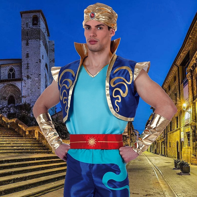 Fairy Tale Arabian Nights Prince Aladdin Outfits Costume Storybook Characters Cosplay Movie Cosplay for Men's Girls' Kid's Adults' Halloween Carnival World Book Day Performance Educational Dress Up3