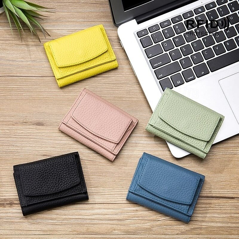 Folding Mini Wallet Japanese Style Litchi Texture Women Card Holder Coin Purse Compact Small Wallet for Students Stylish and Practical Everyday Use