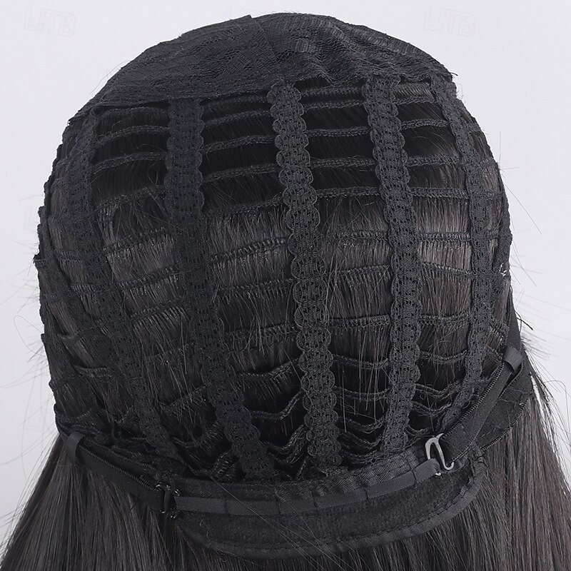 Black Long Straight Wig for Women – Realistic Scalp, Full Head Cap, Lolita & JK Style, Perfect for Halloween Cosplay, Manga Characters, and Everyday Wear3