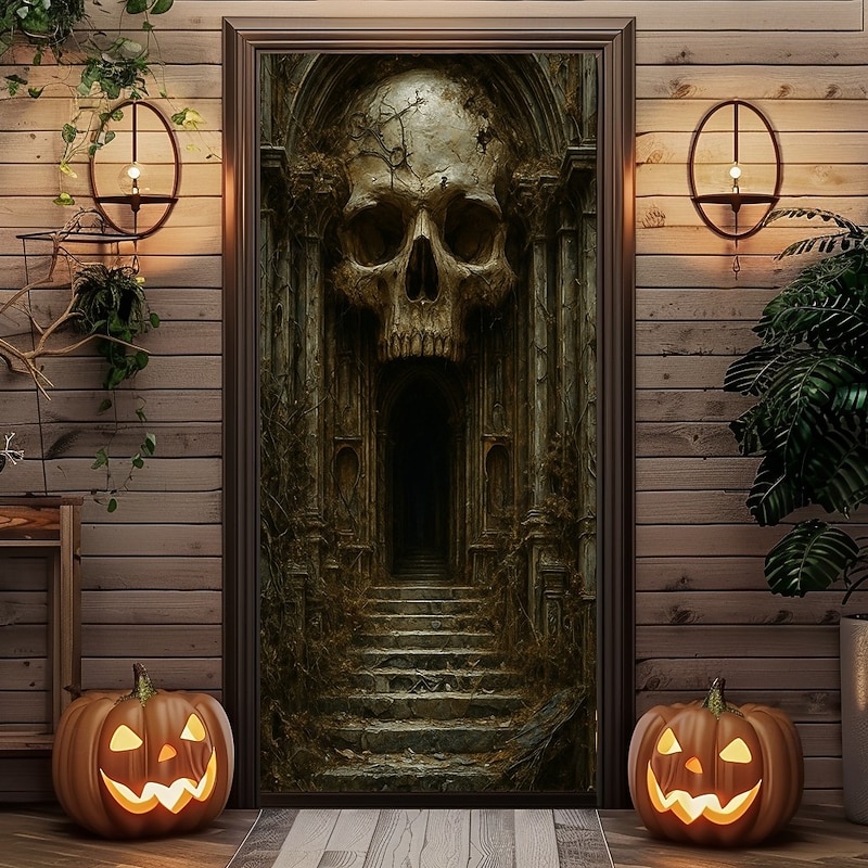 Halloween Door Cover – Spooky Dungeon Tunnel Entrance, Haunted House Entrance Banner, Scary Outdoor 2025 Halloween Decoration for Bedroom, Living Room, Bathroom4