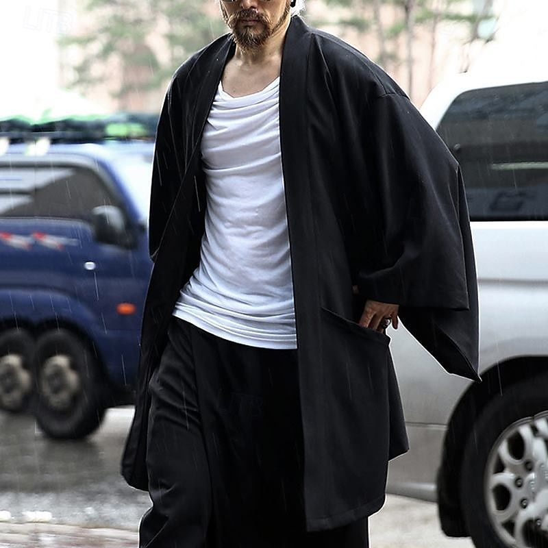 Men's Outerwear Black Shawl Collar Plain Sports & Outdoor Daily Holiday Polyester Streetwear Basic Casual Spring Fall Clothing Apparel Hoodies Sweatshirts  Long Sleeve