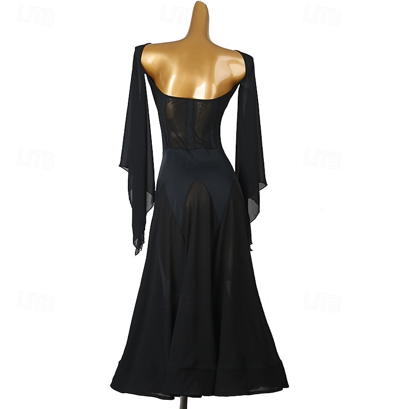Ballroom Dance Dress Splicing Women's Performance Daily Wear Long Sleeve Spandex3