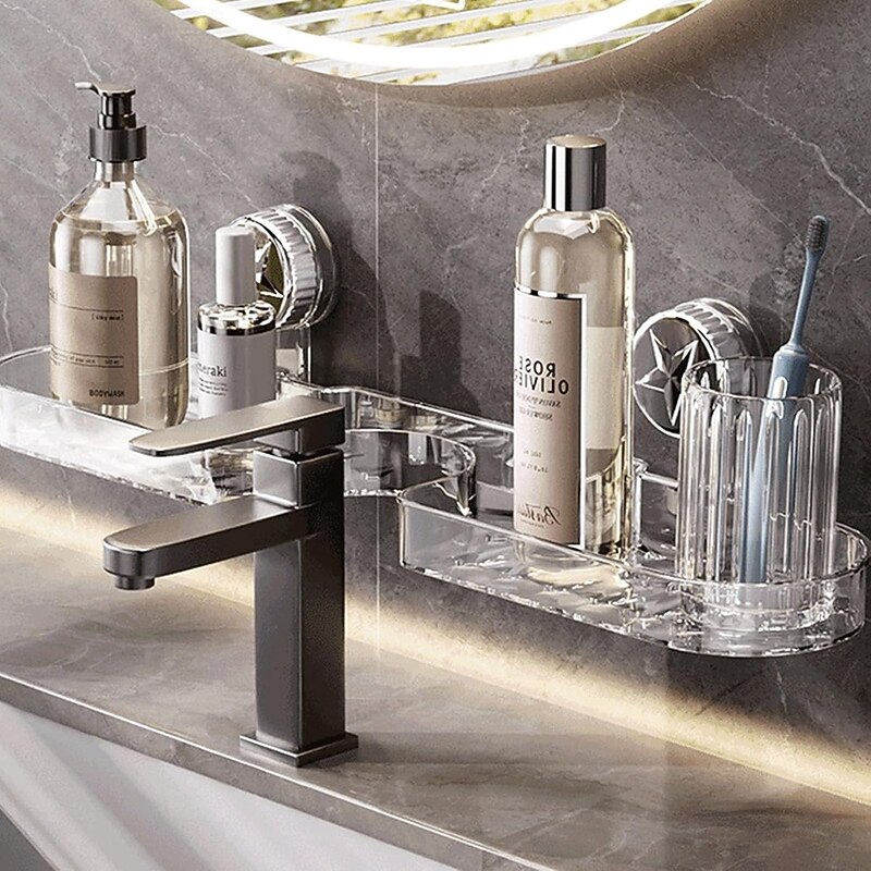 Transparent Kitchen Sink Faucet Organizer Space Saving Suction Cup Storage Rack for Bathroom Kitchen Storage Rack Shelf Showers Accessories4