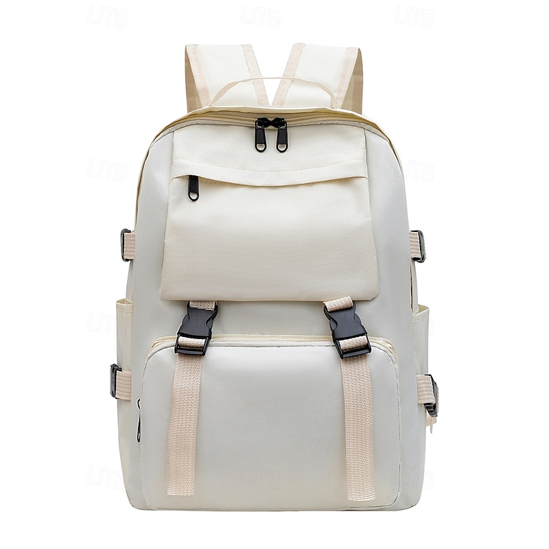 Minimalist Large Capacity Backpack for Students and Commuters – Multi-Pocket Laptop Rucksack with Side Straps and Front Buckle Design for School, Travel or Daily Use