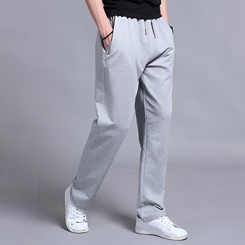Men's Sweatpants Trousers Baggy Pants Casual Pants Straight Leg Sweatpants Elastic Waist Drawstring Zipper Pocket Plain Comfort Full Length Outdoor Daily Running Simple Classic Style Black Blue2