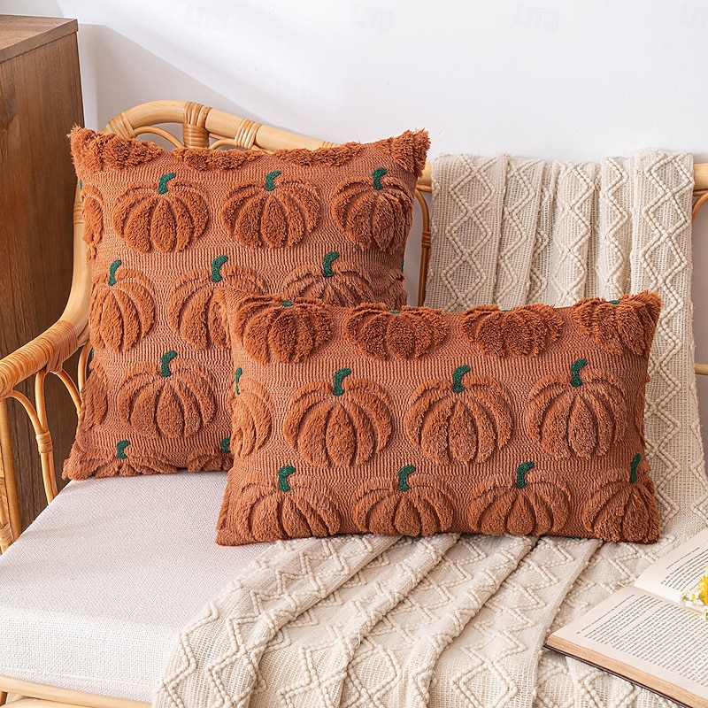 1 pcs Halloween Toss Pillow Cover, Pumpkin Boho Casual Square Zipper Traditional Classic2
