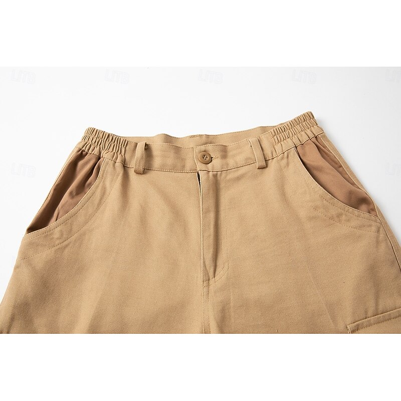 Men's Cargo Shorts Shorts Summer Shorts Multi Pocket Flap Pocket Plain Comfort Wearable Knee Length Outdoor Sport Daily Fashion Casual Green Khaki2