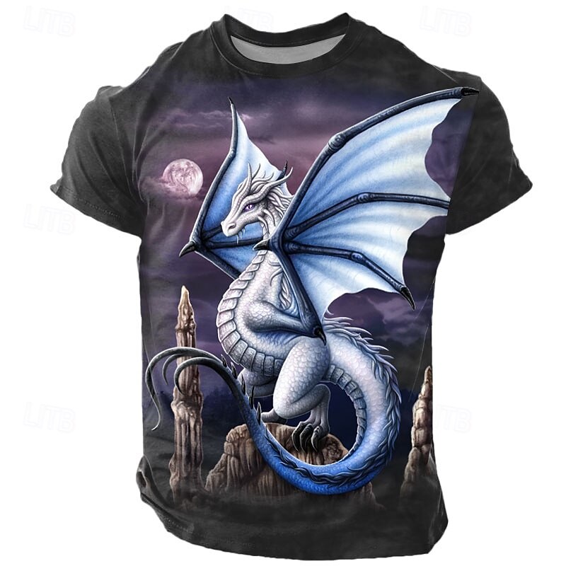 Halloween Men's Sarah Richter Dragon 3D T Shirt Short Sleeve T shirt 3D Print Crew Neck Round Neck Shirt Exaggerated Designer Artistic Street Casual Daily Black Red Blue Summer Spring Clothing Apparel4