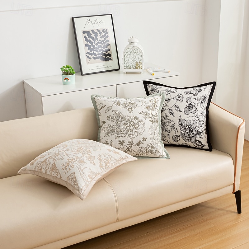 1 pcs Pillow Cover Grid Pattern Solid Colored Modern Casual Square Zipper Polyester Traditional Classic