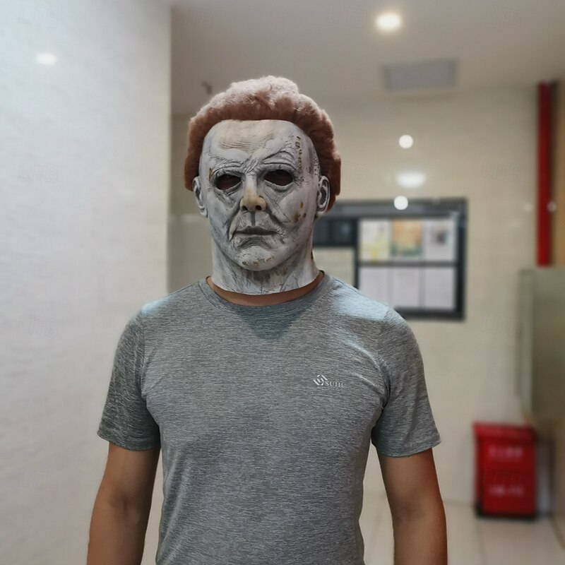 Halloween Michael Myers Mask for Adults, Realistic Scary Costume Latex Face Mask, Horror Movie Killer Cosplay for Halloween Party Props2