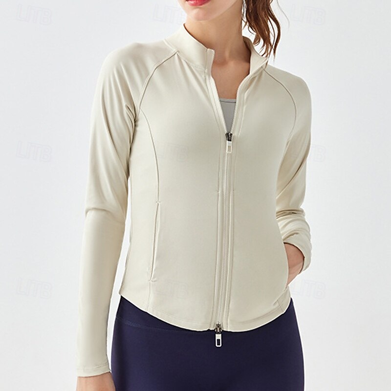 Women's Track Jacket Lightweight Full Zip Long Sleeve Sports Solid Color Top For Gym Gym Workout Fitness Activewear4