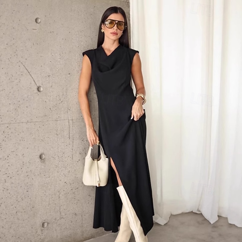 Women's Maxi Dress Black Dress Cocktail Dress Sheath Dress Formal Dress Party Semi Formal Party Birthday Daily Regular Fit Plain Sleeveless V Neck Black Summer Spring Fall3