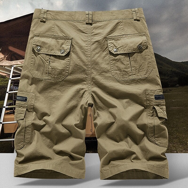 Men's Cargo Shorts Shorts Summer Shorts Multi Pocket Flap Pocket Plain Comfort Wearable Short Outdoor Sport Daily Fashion Casual Black Khaki2