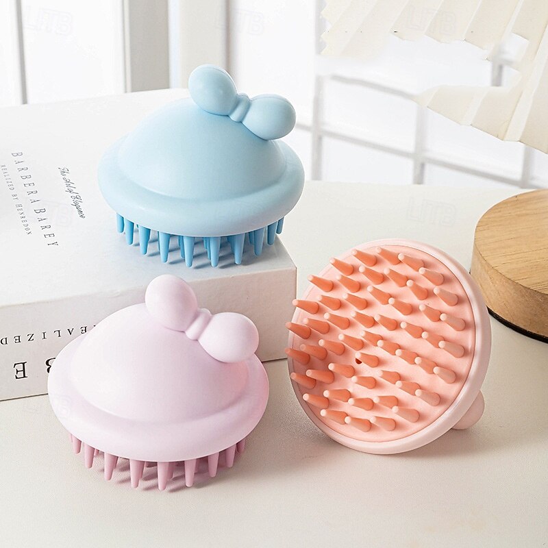 Cute Silicone Scalp Shampoo Brush, Handheld Hair Washing Scrubber for Deep Cleaning and Massage, Dual Use for Wet and Dry Hair2