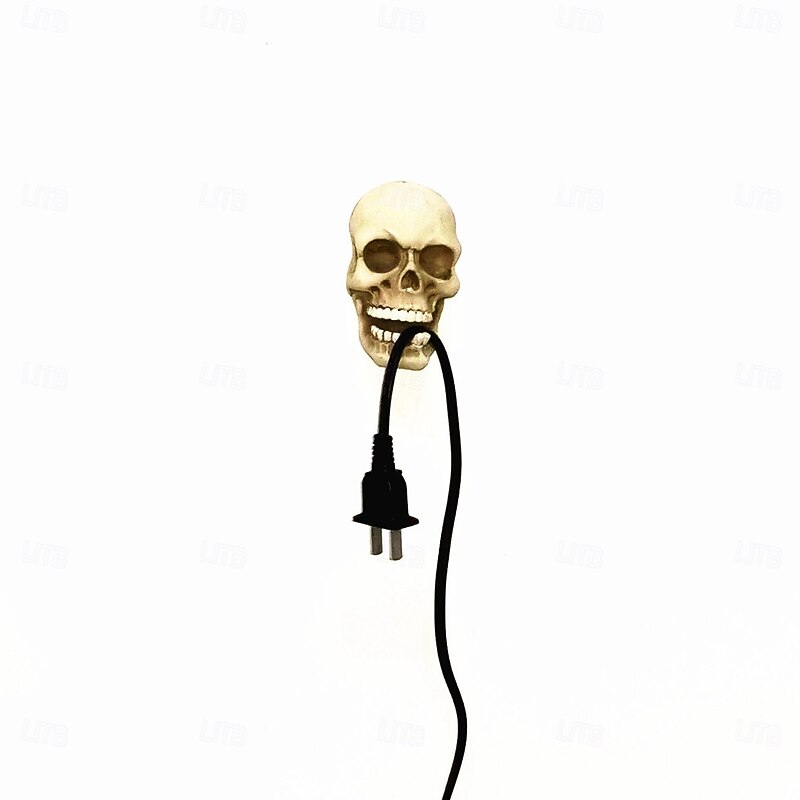 Halloween Skull Sculpture Storage Hook Skull Cable Organizer Creative Key Holder Gothic Multi Purpose Wire Hanger Stubborn Teeth Design Spooky Home Office Decor Unique Wall Mount3