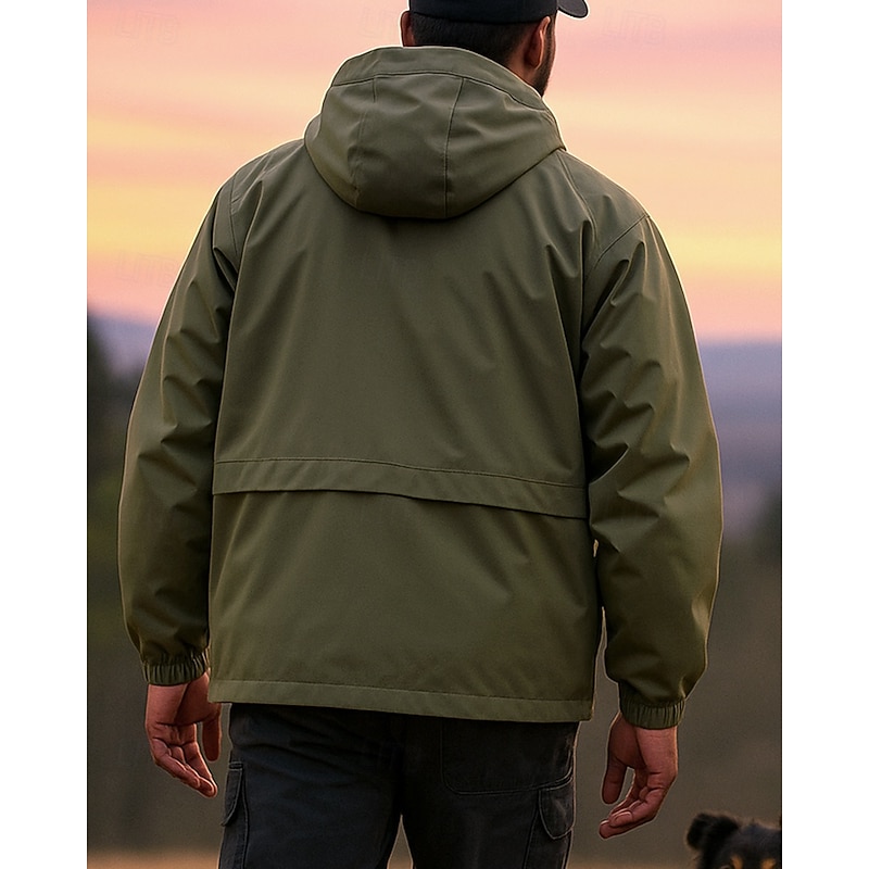 Men's Softshell Jacket Hiking Jacket Outdoor Waterproof Windproof Hiking Outfits Hiking Clothes Spring Autumn / Fall Jacket Hunting Climbing Running Solid Color Black Army Green2
