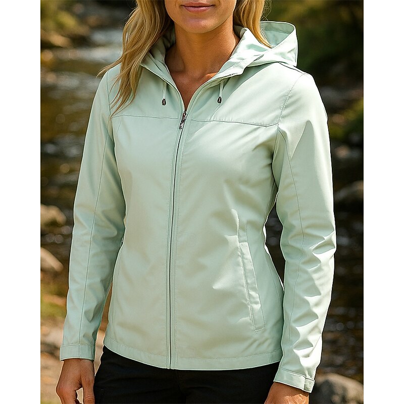 Women's Windbreaker Softshell Jacket Hiking Jacket Outdoor Waterproof Windproof Quick Dry Lightweight Hiking Outfits Hiking Clothes Spring Autumn / Fall Jacket Tennis Golf Running Camo Green3