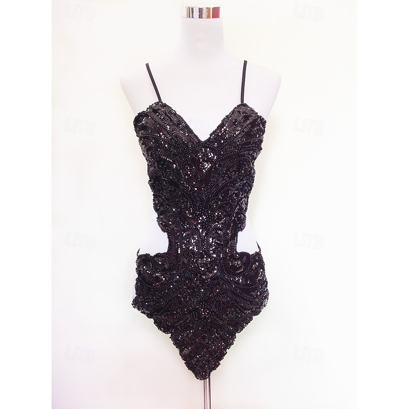 Sequin Beading Butterfly Bellyband Hollowed Halter Backless Lace-up Dress2