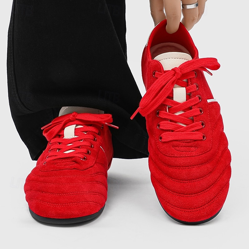 Men's Red Sneakers with Sleek White Stripe, Premium Cowhide Material, Ideal for Fashion-Forward Casual Wear, Street Style and Active Days2