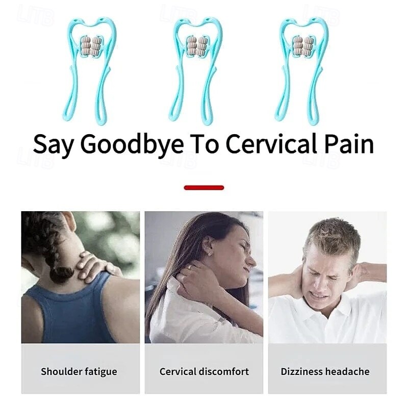 Handheld Roller Cervical Spine Massager Manual Dual Pressure Point Neck Massager Shoulder Pain Relief Multi-Function Kneading Device for Home Use Neck Muscle Tension Relaxation3