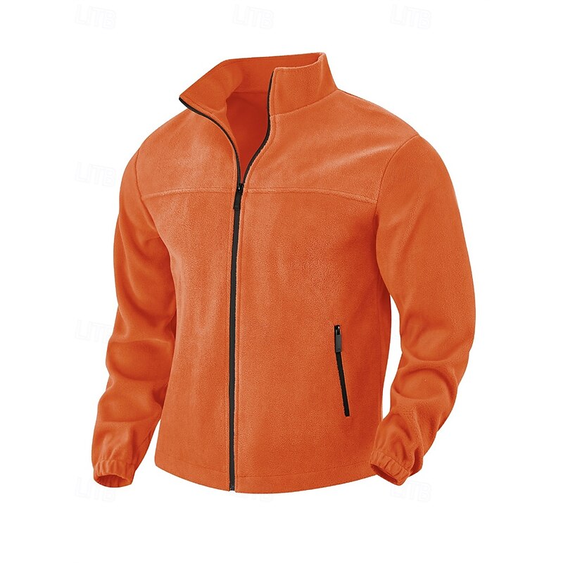 Men's Sweatshirt Polar Fleece Fleece Jacket Full Zip Sweatshirt Black Purple Orange Light Grey Dark Gray Standing Collar Plain Pocket Sports & Outdoor Daily Holiday Polyester Streetwear Basic Casual