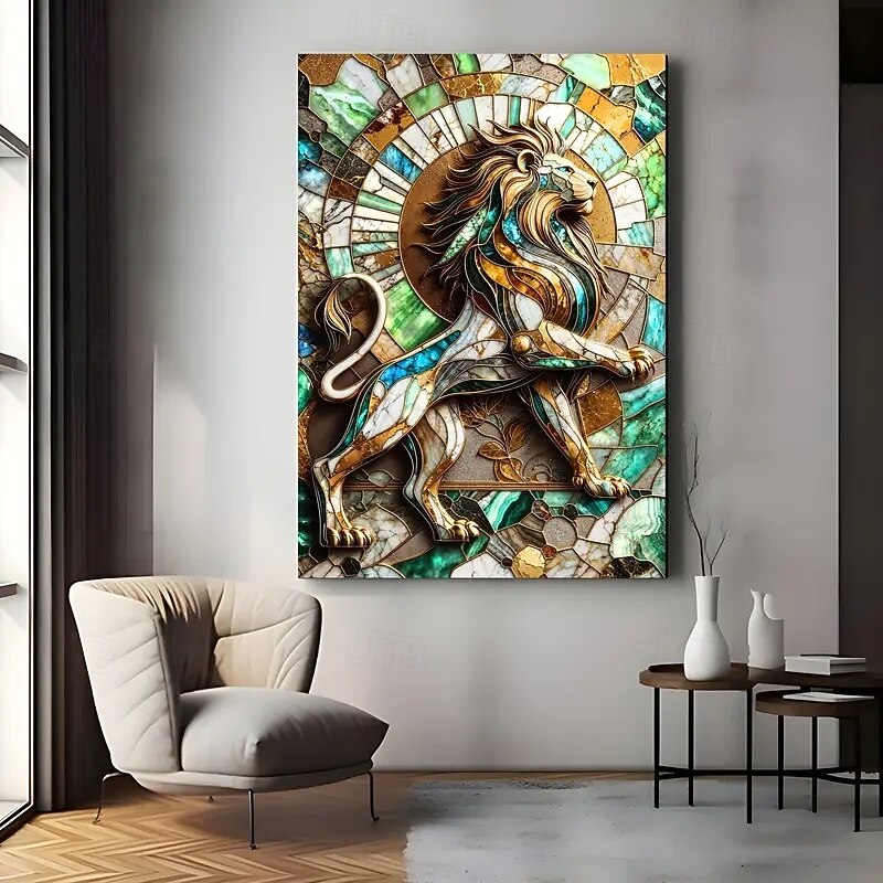 One Piece Frameless Lion Kintsugi Art Canvas Poster Modern Abstract Wall Decoration Other Materials Suitable For Bedroom And Living Room2