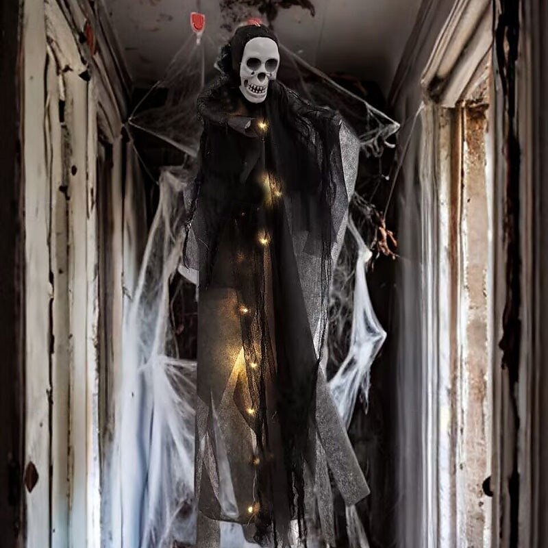 1 Pc Halloween glowing skull hanging ghost indoor and outdoor courtyard Halloween party atmosphere decoration light3