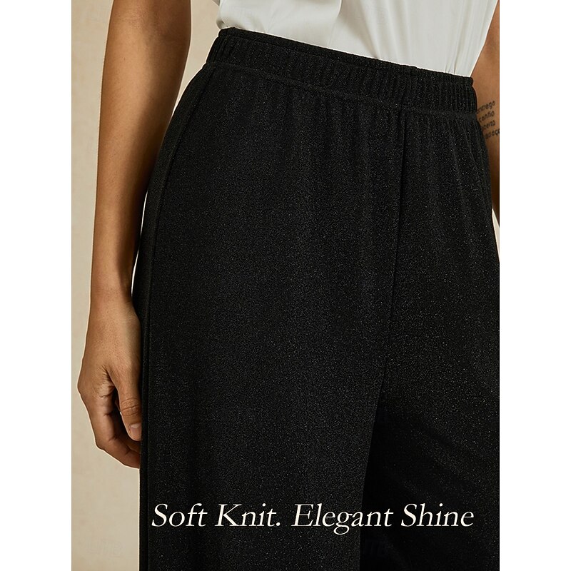 Women's Bootcut Elegant Classic & Timeless Sparkle Full Length High Waist High Elasticity Black Summer Spring Fall4