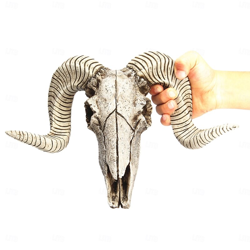 Halloween Cow Skull Wall Decor Vintage Ram Head Resin Hanging Ornament Gothic Horned Skeleton Art Christmas Festival Decoration for Home Wall Magical Haunted Vibe2