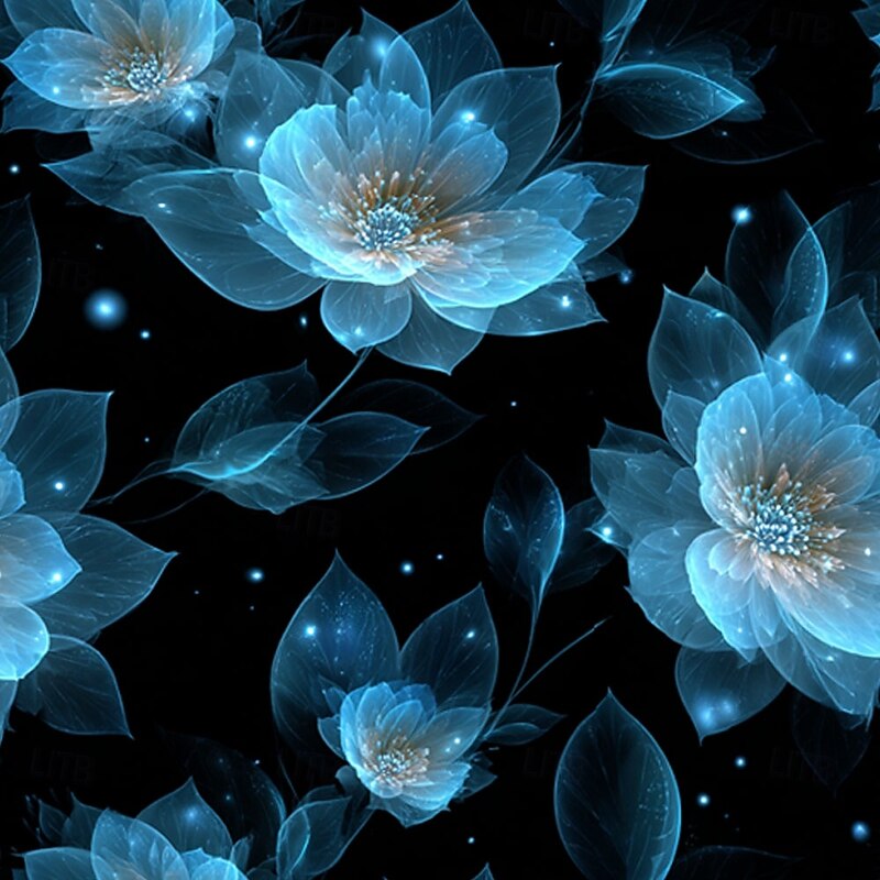 Men's Floral Print Neon Glow Flowers Shirt Button Up Shirt Long Sleeve Fashion Casual Holiday Streetwear Summer Spring Turndown 3D Print Collared Shirts Light Green Blue Purple Green2