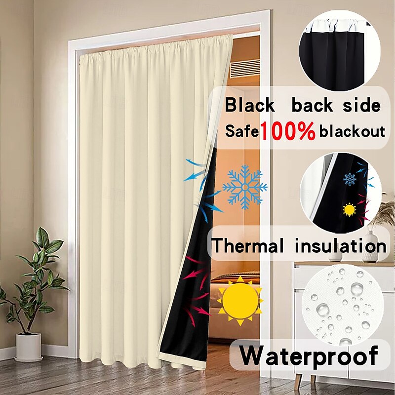 Curtain Drapes Solid Color Blackout Curtain Panel Modern Minimalist Thermal Insulated Drapes for Living Room, Bedroom, Balcony, Doorway, Fitting Room, Ready-Made Window Treatment4