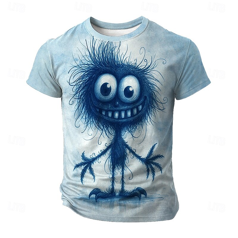 Men's Character Funny T Shirt Short Sleeve T shirt 3D Print Crew Neck Shirt Fashion Exaggerated Daily Party Street Casual Blue Green Khaki Summer Spring All Seasons Clothing Apparel S M L XL XXL XXXL2
