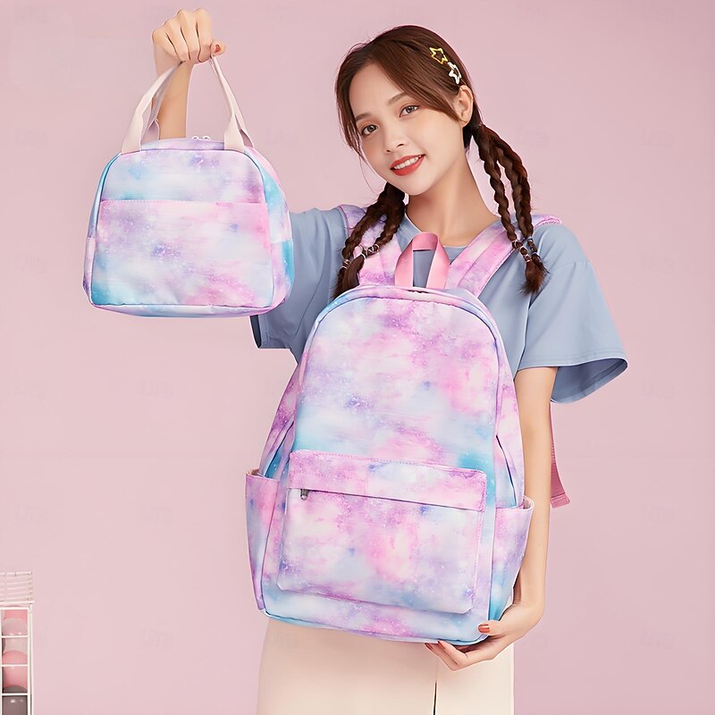 Kid's Girls' Backpack School Bag Bookbag Functional Backpack School Backpack Bookbag School Polyester Adjustable Large Capacity Lightweight Zipper Light Pink Pink Light Purple2