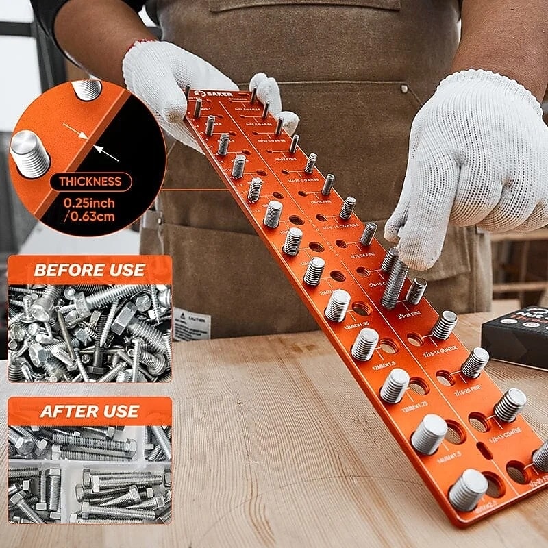 Nut and Bolt Thread Checker Precision Screw Nut Thread Gauge Tool Durable Measurement Ruler for Identifying Screw Sizes and Bolt Thread Pitch