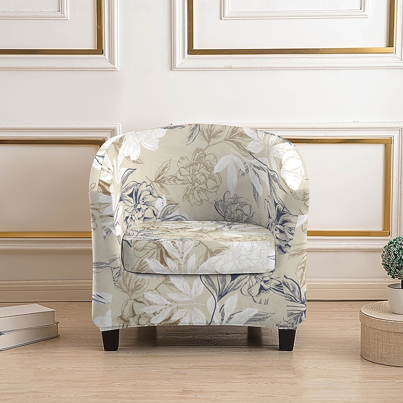 Club Chair Cover Armchair Cover Striped Plants Geometric Printed Polyester Slipcovers