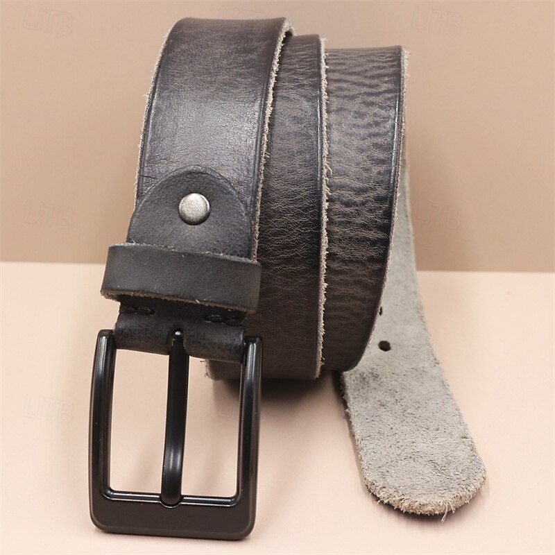 Men's Belt Waist Belt Black Kakhi Dermis Alloy Vintage Durable Adjustable Plain Outdoor Daily3