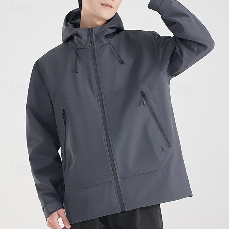 Men's Softshell Jacket Hiking Jacket Outdoor Waterproof Windproof Hiking Outfits Hiking Clothes Spring Autumn / Fall Top Camping / Hiking / Caving Running Solid Color Dark Grey Black Red3