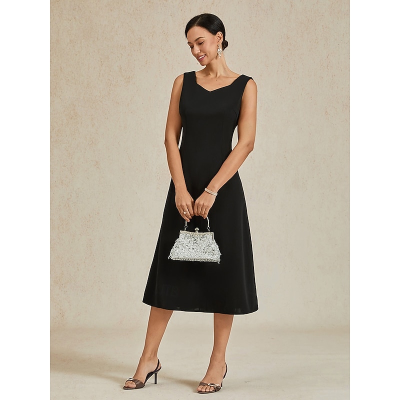 Women's Midi Dress Sheath Dress A Line Dress Elegant Wedding Party Wedding Guest Regular Fit Solid Color Sleeveless V Neck Gray Pink Black Burgundy Navy Blue Summer Spring Fall Winter