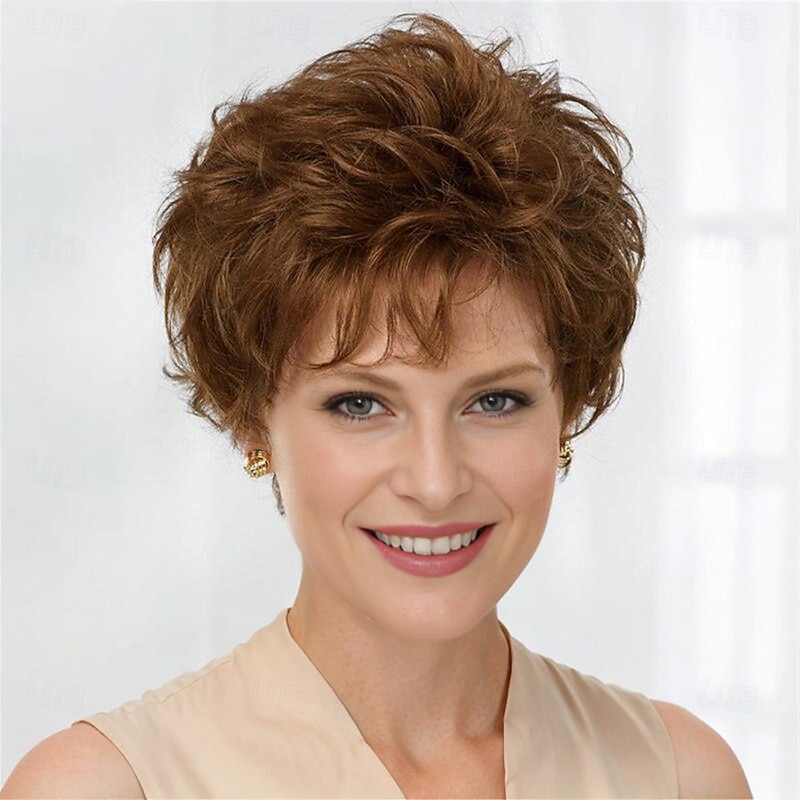 Synthetic Wig Curly Pixie Cut Machine Made Wig Short A1 A2 A3 A4 Synthetic Hair Women's Soft Fashion Easy to Carry Blonde Brown Silver3