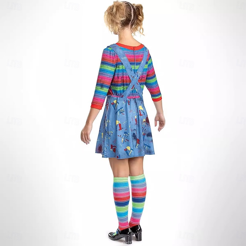Chucky Scary Doll Halloween Dress Costume Horror Scary Costume Adults' Women's Halloween Carnival Performance Party Easy Halloween Costumes Dress Up2