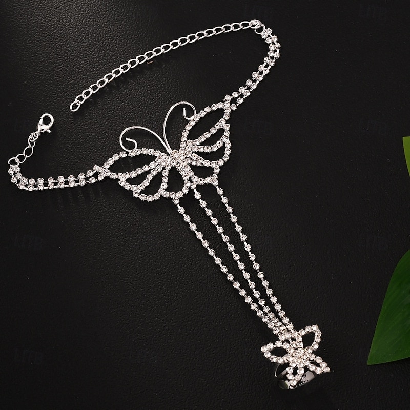 Women's Ring Bracelet / Slave bracelet Classic Butterfly Precious Blessed Fashion Personalized Luxury Rhinestone Bracelet Jewelry Silver For Wedding Street Gift Engagement3