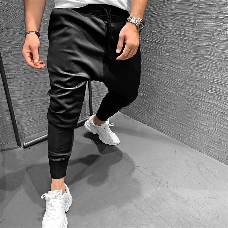 Men's Athletic Pants Sweatpants Joggers Trousers Pocket Elastic Waist Drawstring Plain Comfort Sports Outdoor Daily Fashion Casual Black Navy Blue Micro-elastic3