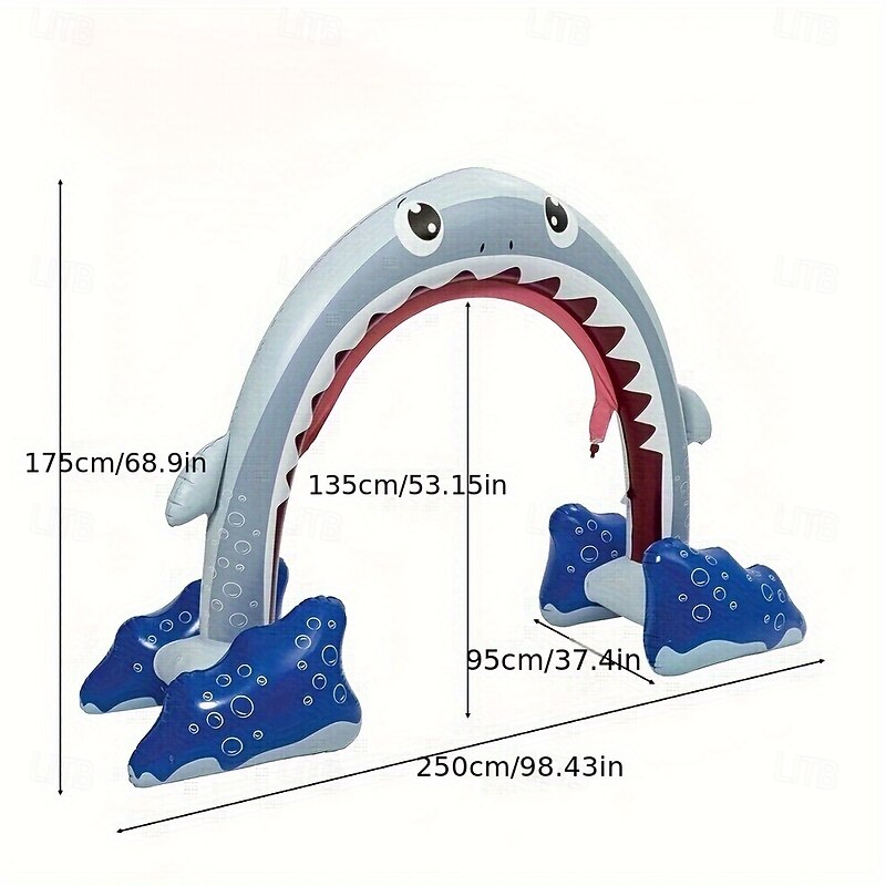 Giant Shark Sprinkler Kids Inflatable Water Toy Summer Outdoor Play Sprinkler Outdoor Play Sprinklers for YardSummer Game Gift for Boys or Girls3