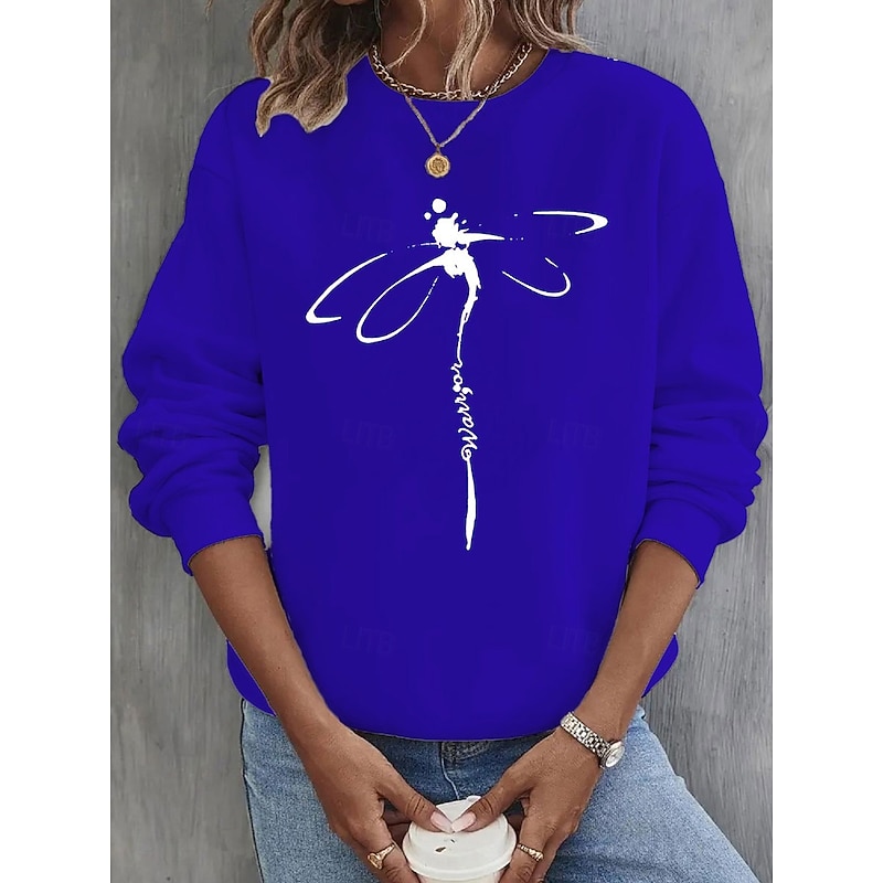 Women's Sweatshirts Graphic Animal Casual Long Sleeve Crew Neck Regular Tops Street Dailywear Casual Print White Pink Blue Green Fall Winter3