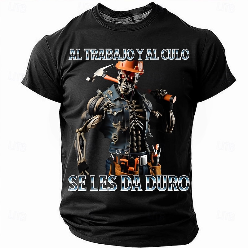 Men's Graphic T-Shirt - 'Work & Ass, We Go Hard' Funny Construction Worker Tee, Short Sleeve4