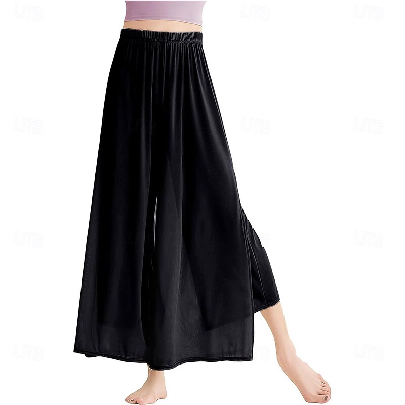 Women's Classical Dance Trousers Loose Straight Thin Mesh Practice Wide Leg Modern